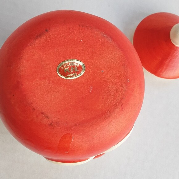 Vintage MCM Christmas Pottery Santa Holiday Candle Trinket Jar made in Japan - Picture 5 of 8